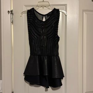 Akira Faux Leather Mesh Pepleum top